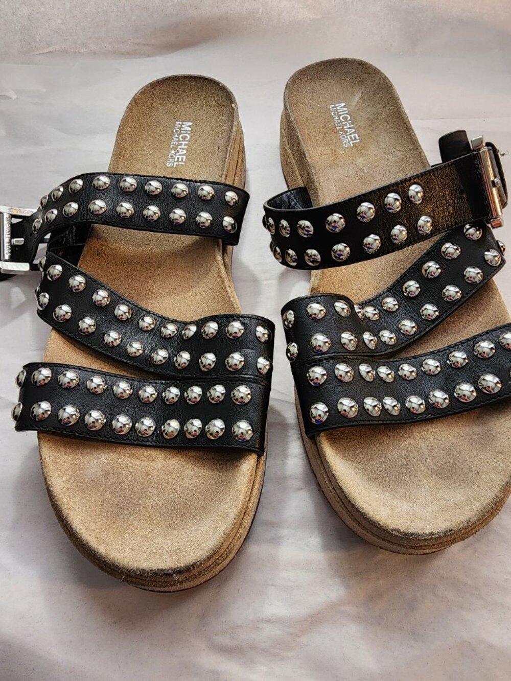 Michael Kors Shoes Size 8.5 Studded black strappy slide sandals